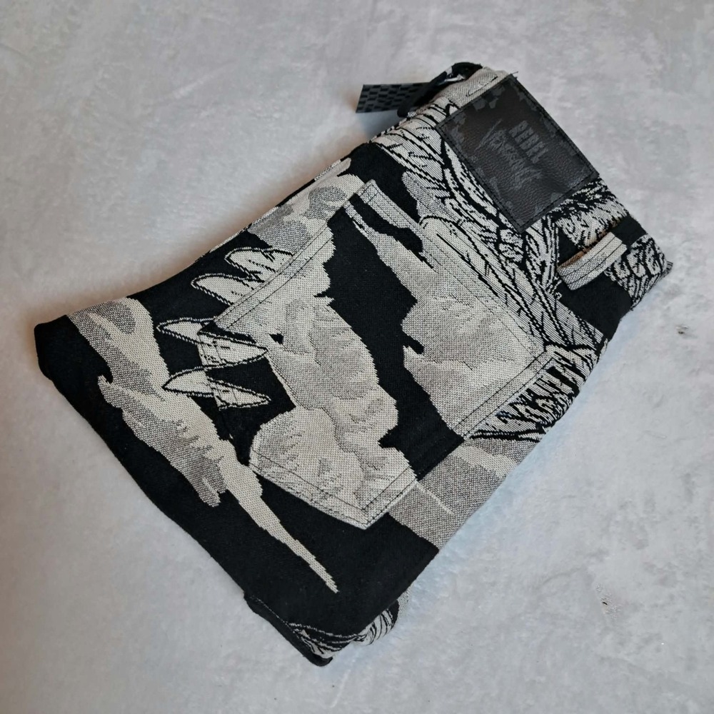 Rebel Vengeance Tapestry Cargo Pants Skulls Wings Skeleton Goth Mens 28x30